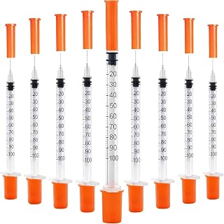 120 PACK U-100 Syringes, 30G 5/16" (8mm) 1ml/cc Disposable Syringe, Individual Wrapped, Lab Supplies