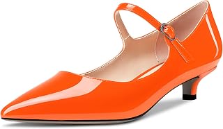 Aachcol Women's Mary Jane Kitten Low Heel Pumps Pointed Toe Slip-on Dress Shoes Party Wedding Office 3.5CM