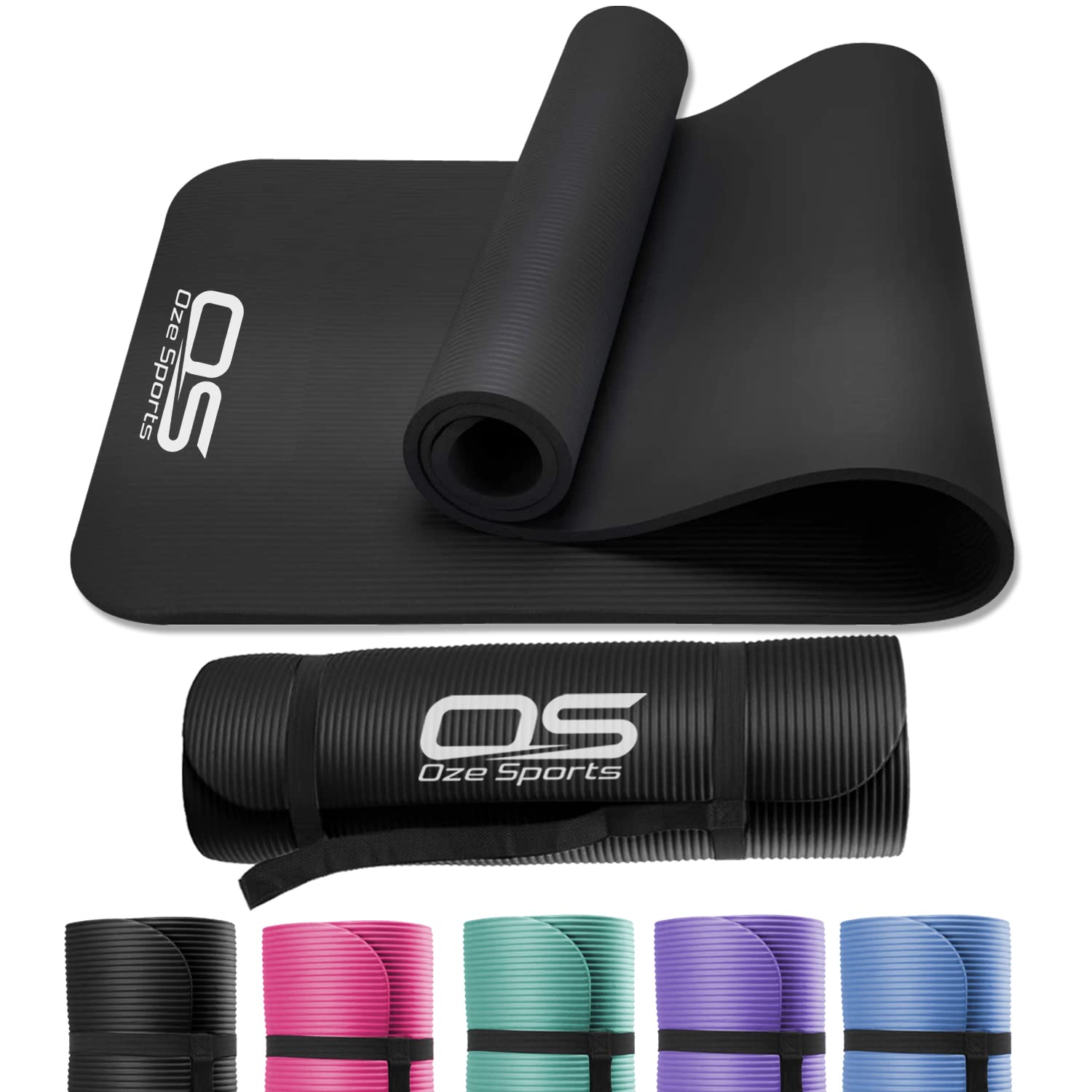 OZE SPORTS Yoga Mat, NBR Foam, Extra Thick, Non-Slip, High Density, Large, for P