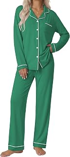 Ekouaer Women's Pajamas Long Sleeve Sleepwear Soft Pajamas Top and Bottom US XS-XXL