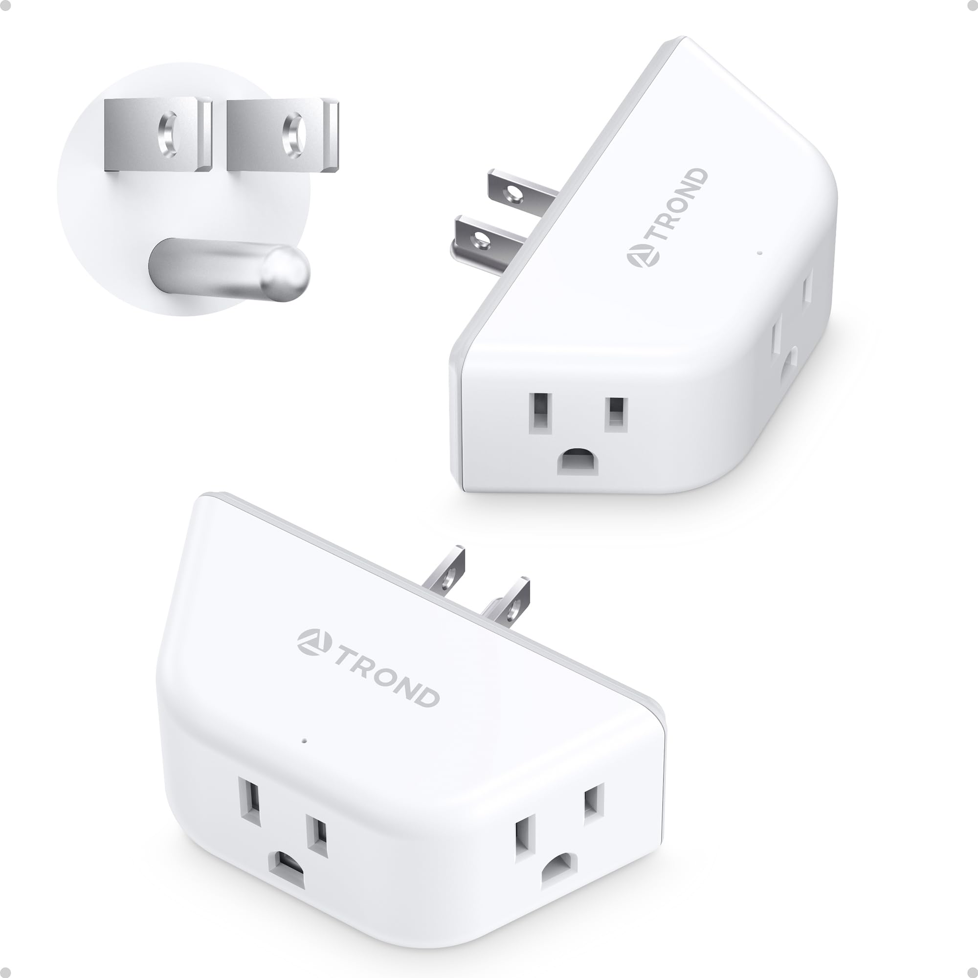 TROND Multi Plug Outlet Extender 2 Pack, Outlet Splitter for Bathroom | No Block