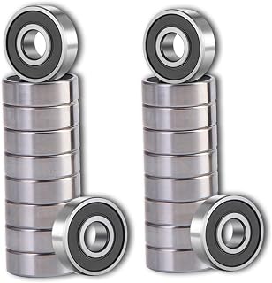 20 Pcs 608 2RS Ball Bearings - Bearing Steel and Double Rubber Sealed Miniature Deep Groove Ball Bearings (8mm x 22mm x 7mm)