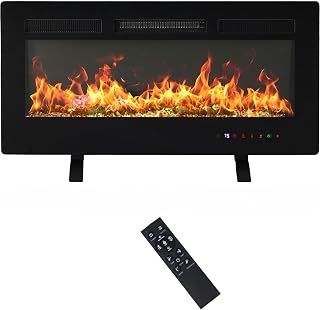 DUMOS 36" Freestanding Electric Fireplace, 1500W/750W Wall Mounted or Recessed Insert Fireplaces Heater with Remote Control,13 Adjustable Flame Color, 12H Timer, Touch Screen，Charcoal