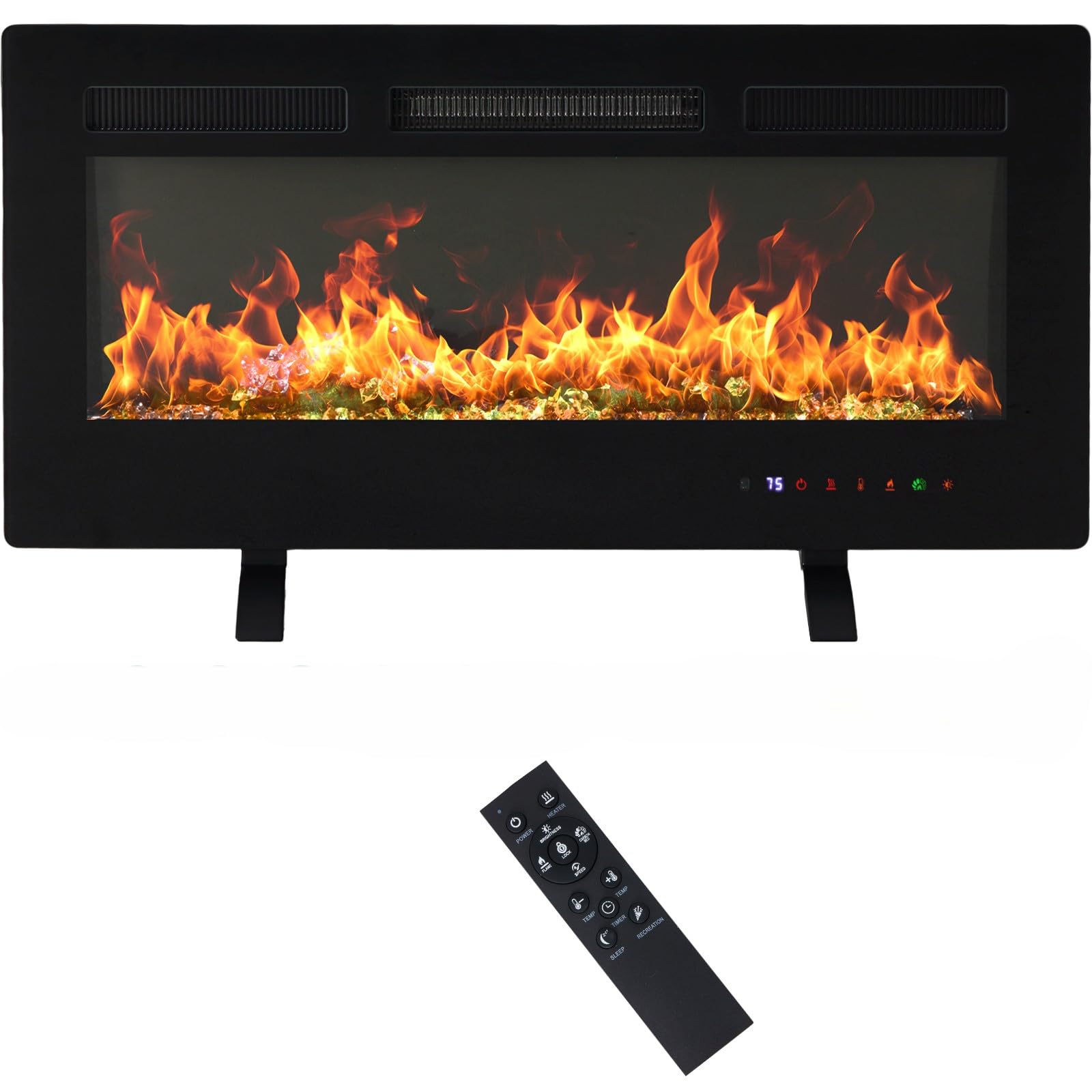 DUMOS 36" Freestanding Electric Fireplace, 1500W/750W Wall Mounted or Recessed I