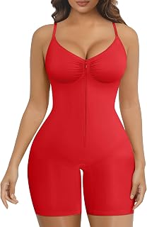 SHAPERX Shapewear Bodysuit for Women Tummy Control Seamless Zip-Up Body Shaper Snatched Waist Sculpting Body Suit