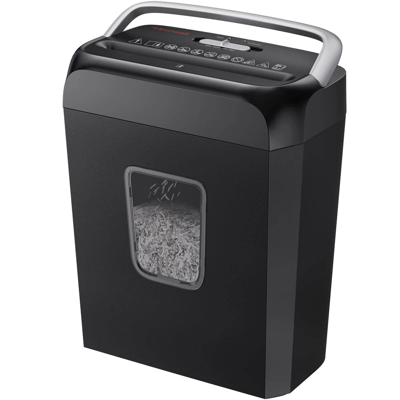 Bonsaii 6-Sheet Cross-Cut Compact Paper Shredder for Home Use | 13-Litre Bin, Po