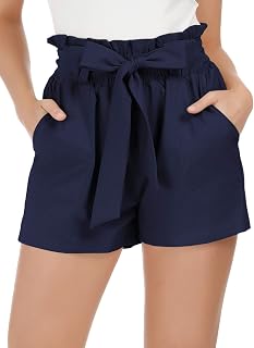 GRACE KARIN Women Summer Casual Shorts with Pockets Bowknot Tie Waist