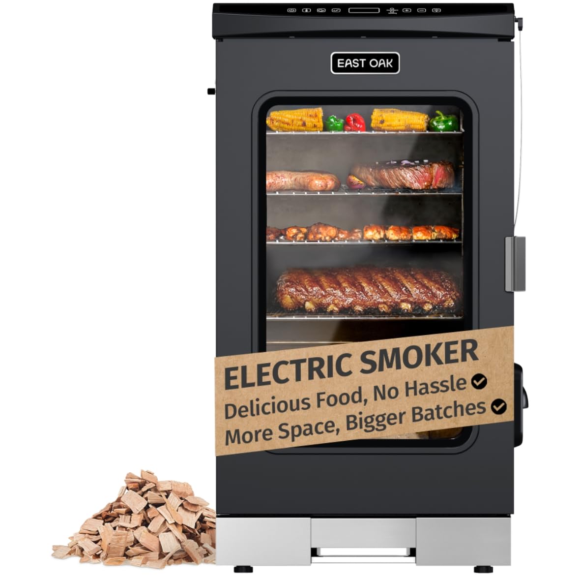 EAST OAK 30" Electric Smoker for Outdoors | Built-in Meat Probe & Clear Viewing 