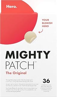 Hero Mighty Pimple Patches Original, Hydrocolloid Spot Patches, 36 Count | Medical grade hydrocolloid, Absorbs gunk in 6 hours, Protects skin from popping and picking, Dermatologically tested