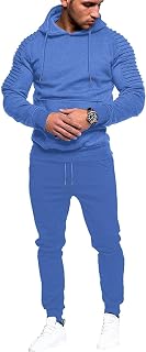 COOFANDY Chándal de 2 piezas con capucha para hombre, conjunto deportivo casual para correr, Azul, Medium