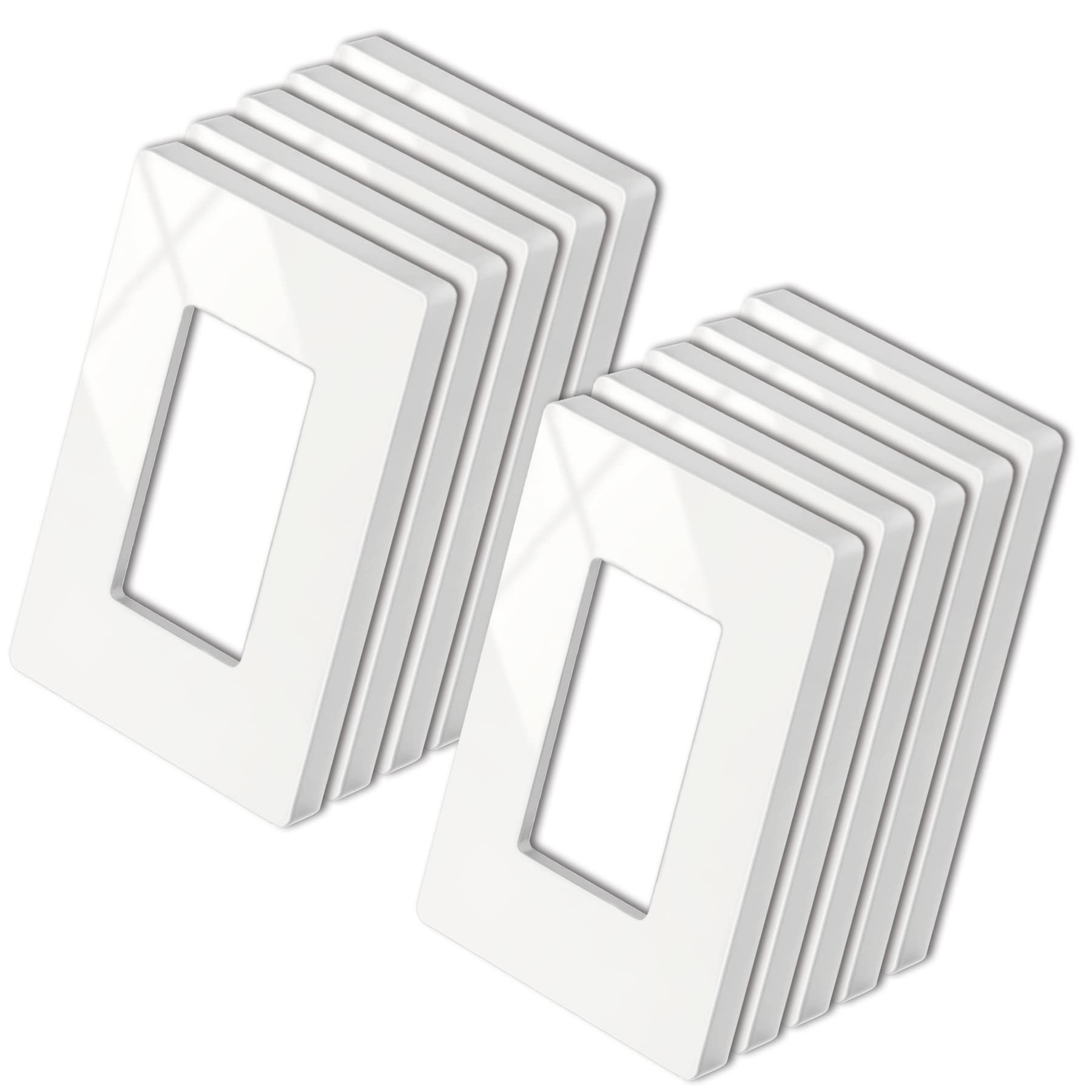 BESTTEN 10 Pack of 1-Gang Decorator Screwless Wall Plate, USWP4 Gloss White Seri