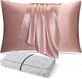 DISANGNI 100% Natural Mulberry Silk Pillow case for Hair and Skin with Hidden Zipper 22 Momme Both Sides Real Silk Pillow Case (1pc King Size 20" x36”, Pink)