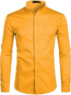 ZEROYAA Men's Mandarin Collar Stretch Dress Shirts
