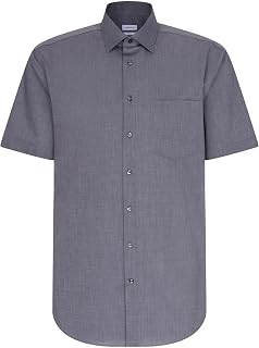 Seidensticker Men's Business Shirt – Classic Fit – Non-Iron – Kent Collar – Short Sleeves – 100% Cotton