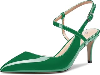 Aachcol D'Orsay Women's 2.5" Pointed Toe Ankle Strap Mid Stiletto Heel Pumps