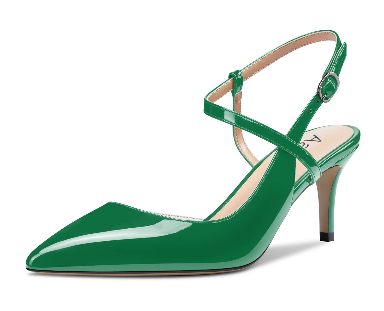 Aachcol D'Orsay Women's 2.5" Pointed Toe Ankle Strap Mid Stiletto Heel Pumps