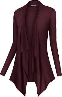 Urban CoCo Women's Drape Front Open Cardigan Long Sleeve Irregular Hem