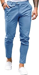 Mens Slim Fit Chino Pants Flat Front Stretch Slim Fit Comfortable Casual Solid Color
