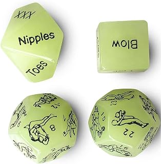 4PCS Glow in the Dark Sex Dice Lovers Dice for Couples, Acrylic Hexahedron Dice Set Foreplay Bedroom Role Playing Dice Game