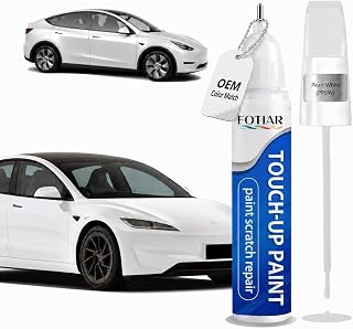 Touch Up Paint for Tesla Pearl White PPSW Paint Code Scratch Repair | Vehicle-specific color formula, 2-in-1 paint pen, repairs chips and scratches, factory-inspired finish, for Tesla owners