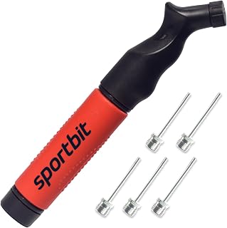 SPORTBIT Ball Pump for Sports Balls, Push & Pull System | Portable Hand Pump - Volleyball Pump, Basketball Inflator, Ball Air Pump - Goes with 5 Needles Set