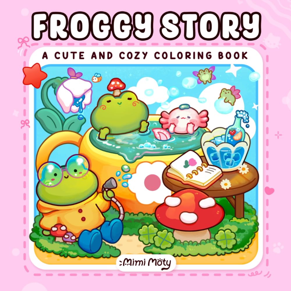 Froggy Story: Cute and Cozy Coloring Book for Adults and Teens Featuring Little 