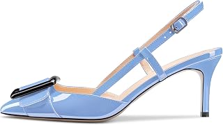 Castamere Women's Stiletto Mid Heel Pointed Toe Slip-On Pumps Slingback Bow Tie Dress Wedding Party Sandals 6.5 cm Heels