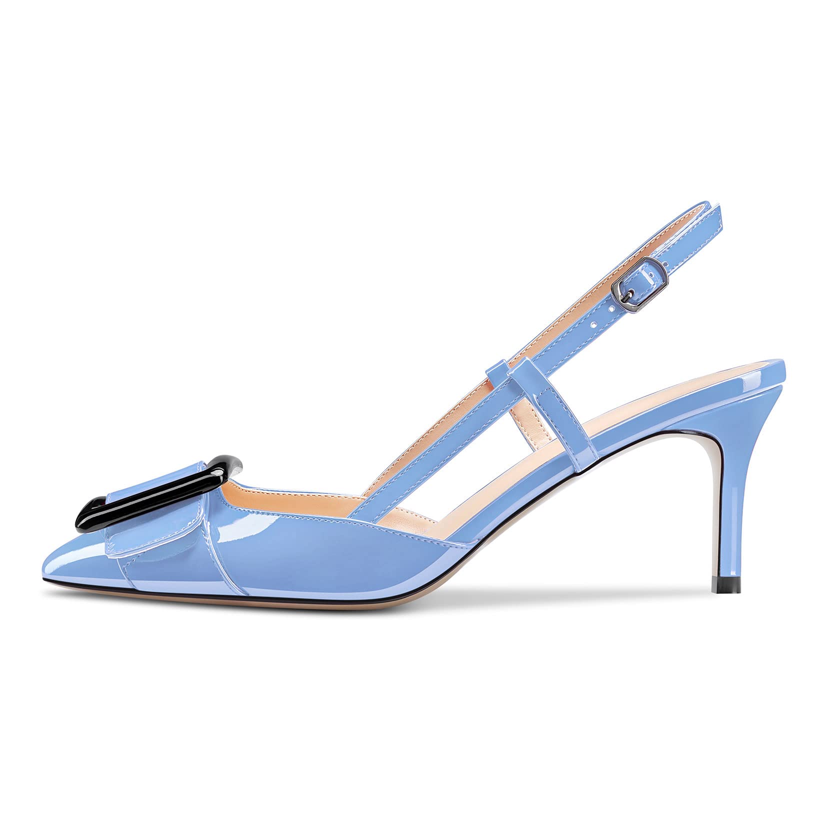 Castamere Women's Stiletto Mid Heel Pointed Toe Slip-On Pumps Slingback Bow Tie 