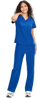 COZYFIT Scrubs for Women Set - V-Neck & Straight Leg Pants with 9 Pockets | Water-Resistance, Unisex Workwear, Easy Care, For Nurses, Clinics, Long Shifts, Daily Medical Uniforms