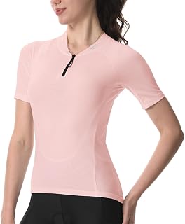 Wulibike Cycling Jersey Women's Half Zip Cycling Shirt Mountain Bike Cycling Jersey Breathable Road Bike Jersey Short Sleeves Women Bicycle Shirt 4 Pockets
