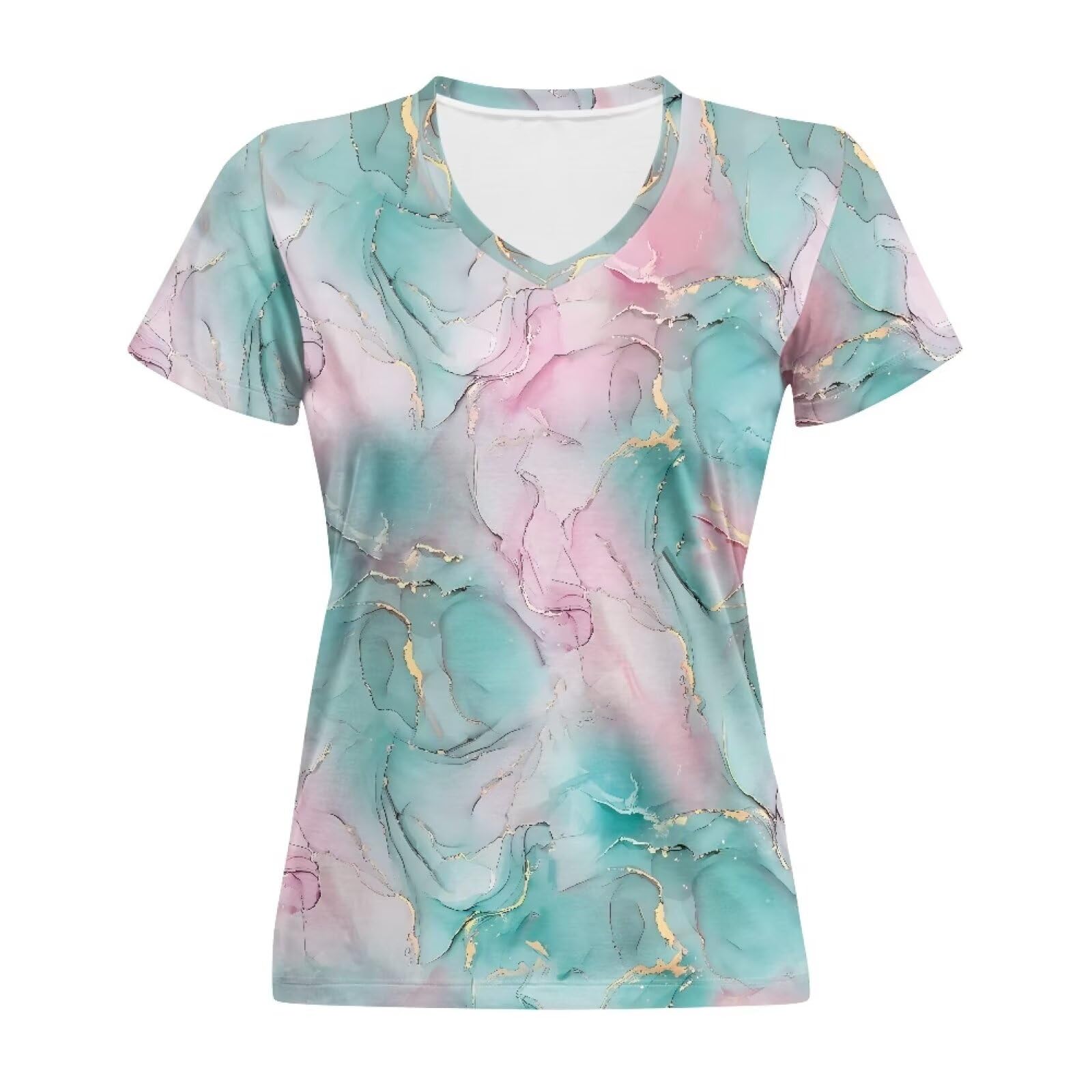 Women Summer Casual Short Sleeve V Neck T Shirts Plus Size Athletic T Shirts Gra