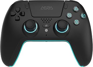 ASRVA Black Wireless Pro Controller for P5, Hall Effect Joystick No Drift, 2 Back Paddles, Macro, Gyro, 1000mAh, RGB, Compatible with P5/Pro/Slim/PC/iOS/Android