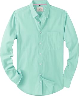 J.VER Oxford Men's Regular Fit Long Sleeve Easy Iron Casual Oxford Button Down Shirt Leisure Shirt with Pocket Green XXXL, green, 3XL