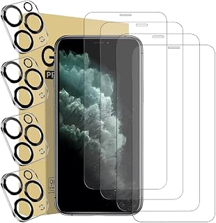 iPhone 11 Pro Screen Protector 4 Pack [5.8 inch] + 4 Pack Camera Lens Protector Tempered Glass Film [9H Hardness] - HD
