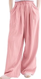 Rolanko Girls Palazzo Pants Wide Leg Fluid Girls Kids Linen Pants Casual Beach 6-14 Years