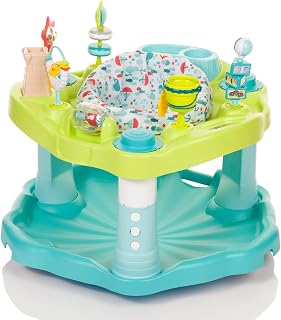 Evenflo Exersaucer Seaside Splash Activity Center | 3 Height Modes up to 30 in., Ages 4-12 Months, 7 Interactive Toys, Dishwasher Safe Tray, Machine Washable Seat Pad