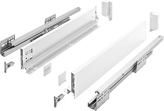 GTV - Axis Pro Drawer System, Set of Drawers, Total Extraction and Integrated Cushioning, Load up to 40 kg, Sliding Drawers with Soft Close - Width 400 mm, Height 86 mm, White