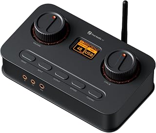 Fosi Audio K7 DAC Headphone Amp, Desktop USB C Digital to Analog Audio Converter for Workspace and Gaming PC PS5, Optical/Coaxial/Bluetooth aptX HD LL/Microphone Input, 3.5mm/4.4mm Balanced/RCA Output