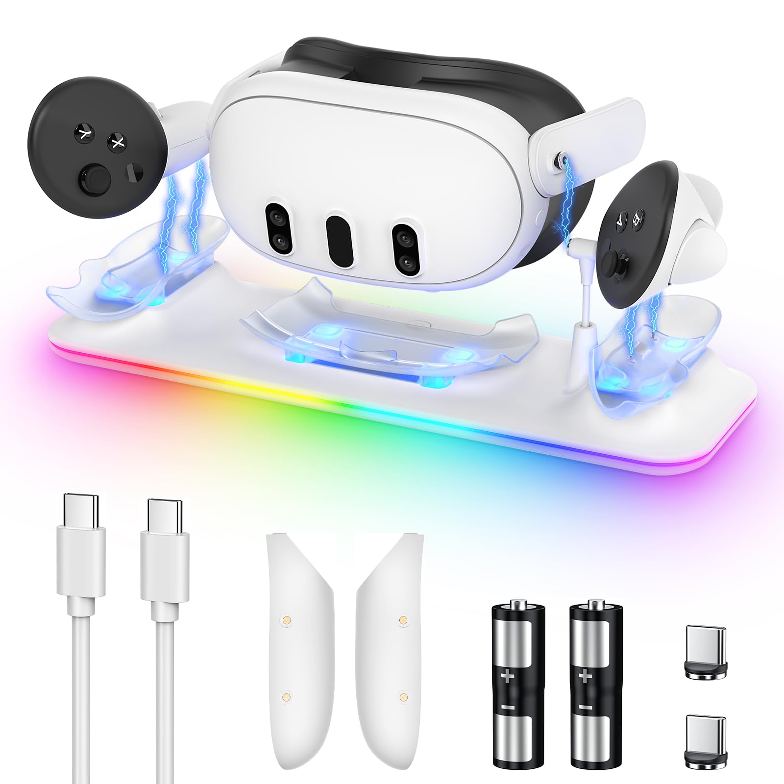 YUANHOT Charging Dock for Meta Quest 3S/Quest 3 Headset & Dual Controller | Magn