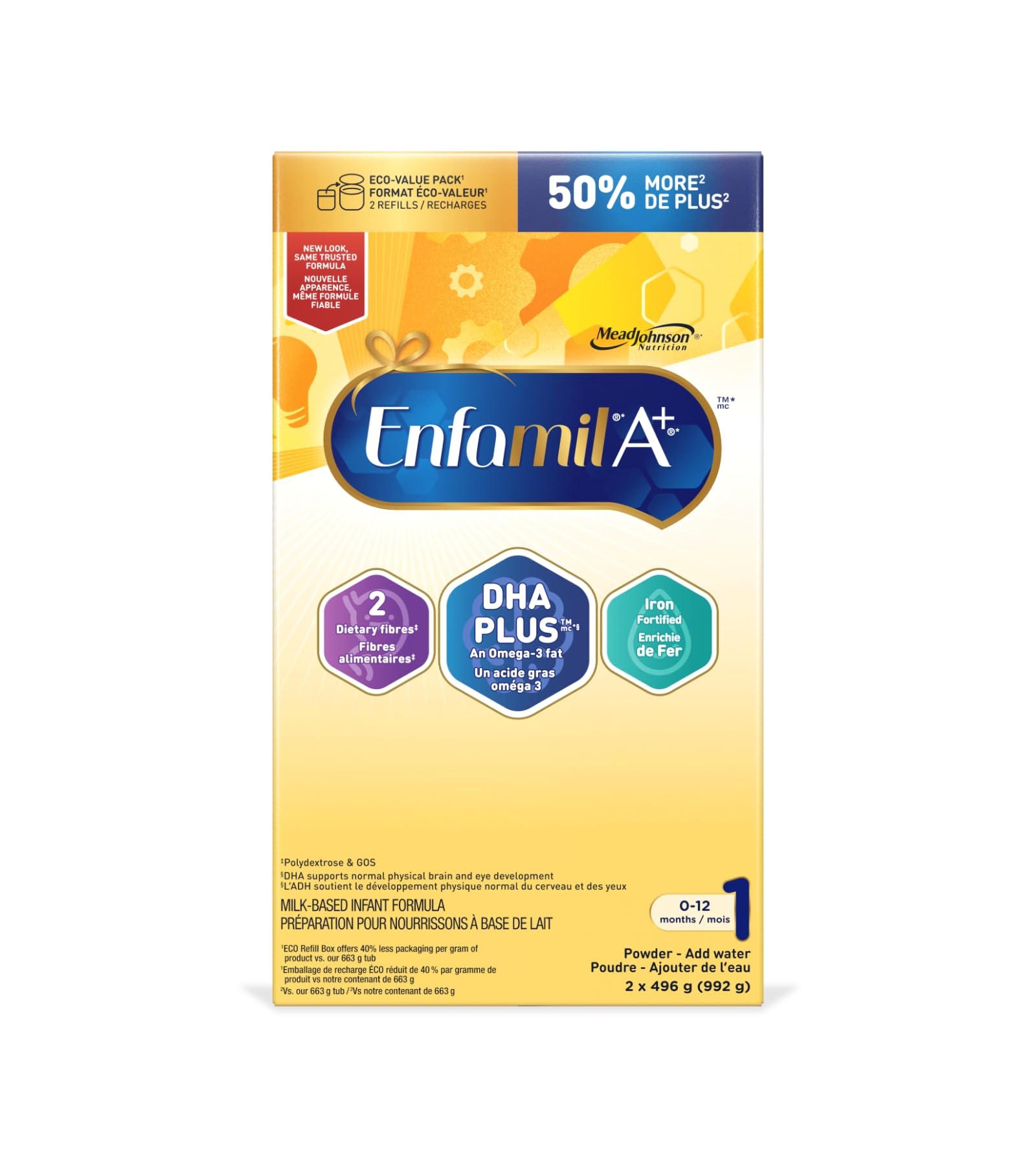 Enfamil A+, Baby Formula, Value Pack, Powder Refill, DHA (a type of Omega-3 fat)