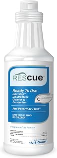 REScue One-Step Ready-to-Use Disinfectant Cleaner & Deodorizer – For Veterinary Use, Animal Shelters, Pet Foster Homes, Kennels, Litter Box – 32 Ounce RTU (Spray Nozzle NOT Included)