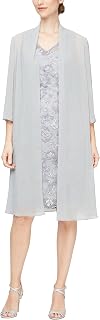 Alex Evenings Long Cold Shoulder Dress (Petite And Regular Sizes) Dress for Mother of the Bride Woman