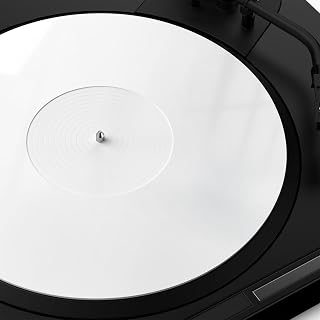 TAKMORK 12" Acrylic Turntable Mat, Record Player Platter Slipmat, White | Center Label Recess, Reduces Static & Noise, Vibration Damping, Tighter Bass Quality, Clearer Audio, Easy-Clean Surface