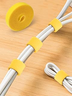 3M Reusable Cable Tie, Garden Tie, Cable Label, Adjustable Cord Strap, Cable Organizer, Cord Wrap and Hook Loop Cord Management, Cord Organizer - Yellow