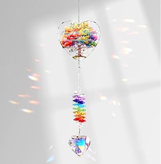 25th Anniversary Dream Catcher for Couples Wife 25 Years of Marriage Crystal Hanging Heart Rainbow Keepsake for Home Garden Decor