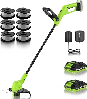 20V Cordless Weed Wacker, Battery Powered Weed Eater with 2 Batteries | 12" Electric String Trimmer/Weed Whacker, Lightweight Grass Cutter & Lawn Edger with Auto Feed & Charger for Yard Care
