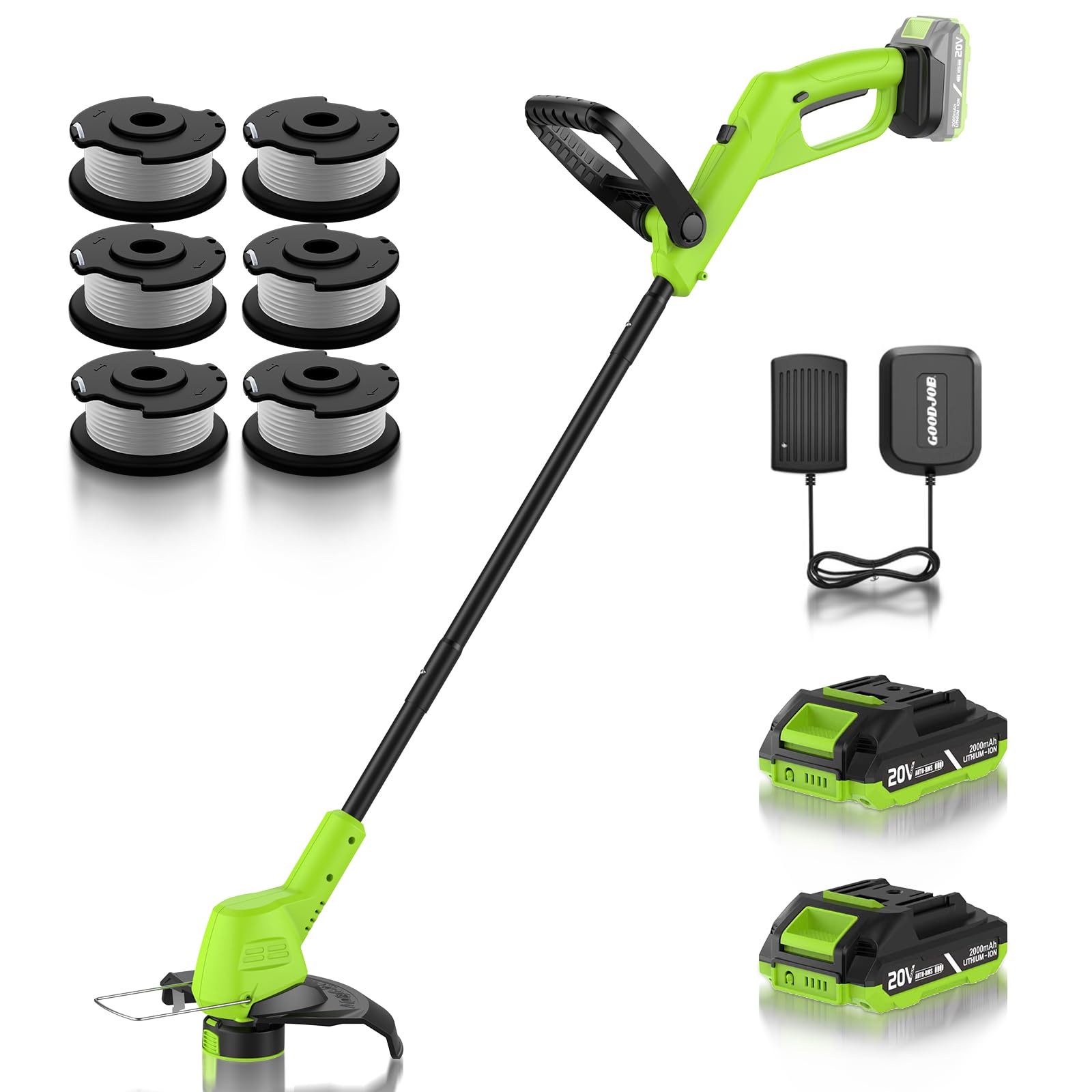 20V Cordless Weed Wacker, Battery Powered Weed Eater with 2 Batteries | 12" Elec