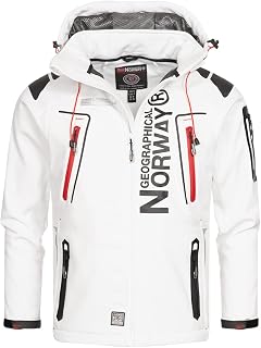 Geographical Norway Techno Men's Flexible Jacket with Detachable Hood - White, Size 3XL, white, 3XL