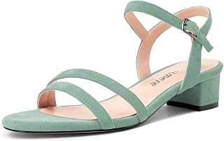 Castamere Women's Low Chunky Wide Kitten Heel Open Toe Strap Ankle Slingback Sandals Dance Dress 3CM Heels