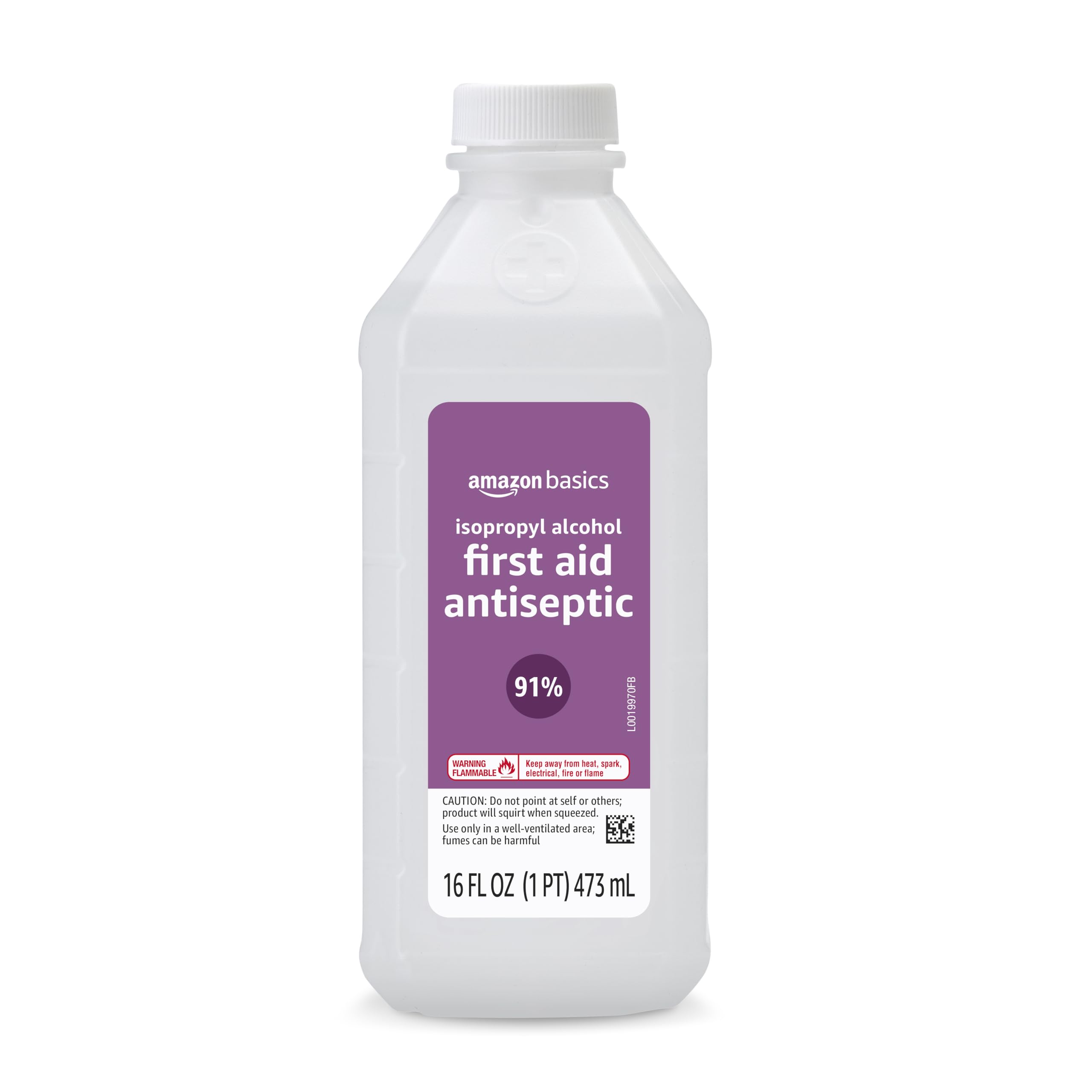 Amazon Basics 91% Isopropyl Alcohol First Aid Antiseptic, Unscented, 16 Fl oz, 1